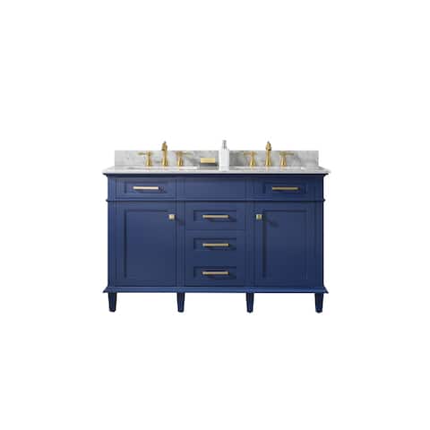 Legion Furniture 54-inch White Marble Blue Sink Vanity