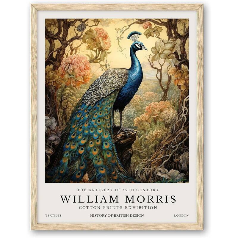 Peacock Framed Wall Art,Elegance Bird Poster - 12 x 16