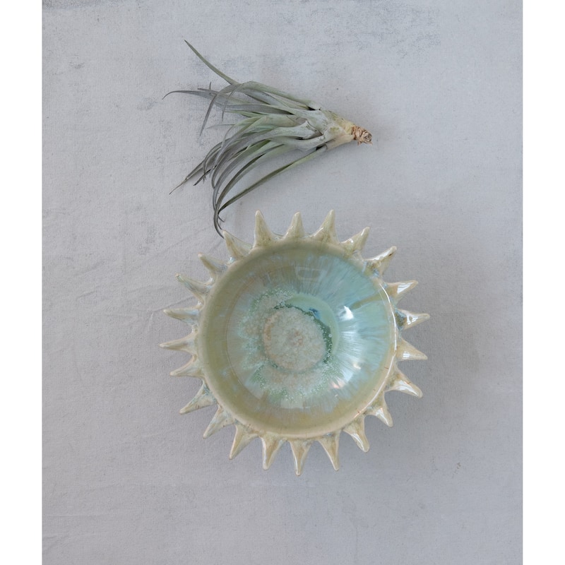 Celadon Stoneware Sunburst Shaped Serving Bowl