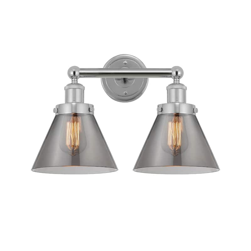Innovations Lighting 616-2W-10-16-L Cone Vanity Cone 2 Light 16" Wide - Polished Chrome / Plated Smoke