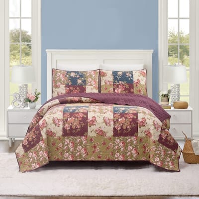 Germaine Floral Patchwork Quilt Set
