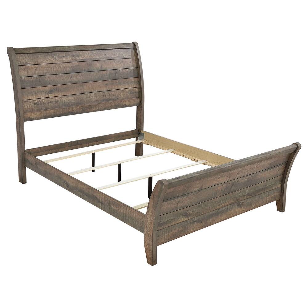 Frederick Farmhouse Wood Sleigh Bed Weathered Oak