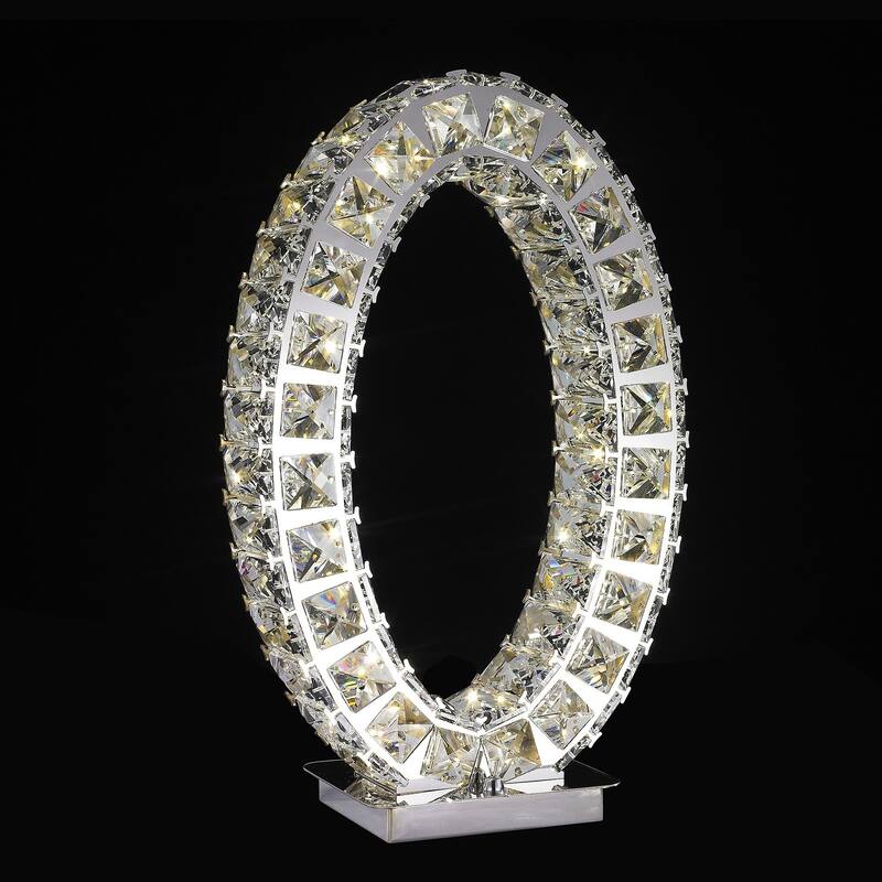 Finesse Decor Oval Crystal Extravaganza Table Lamp with LED Strip - Oval Shape