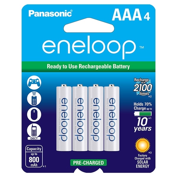Panasonic BK-4MCCA4BA eneloop AAA New 2100 Cycle Ni-MH Pre-Charged Rechargeable Batteries