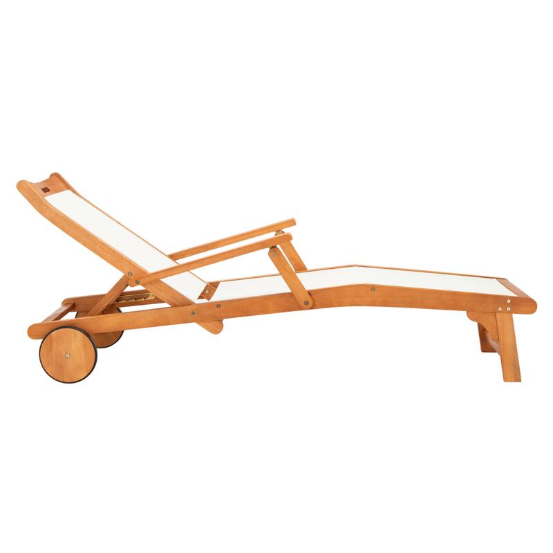 SAFAVIEH Outdoor Linie Sunlounger with Wheels - 25Wx36Dx71H