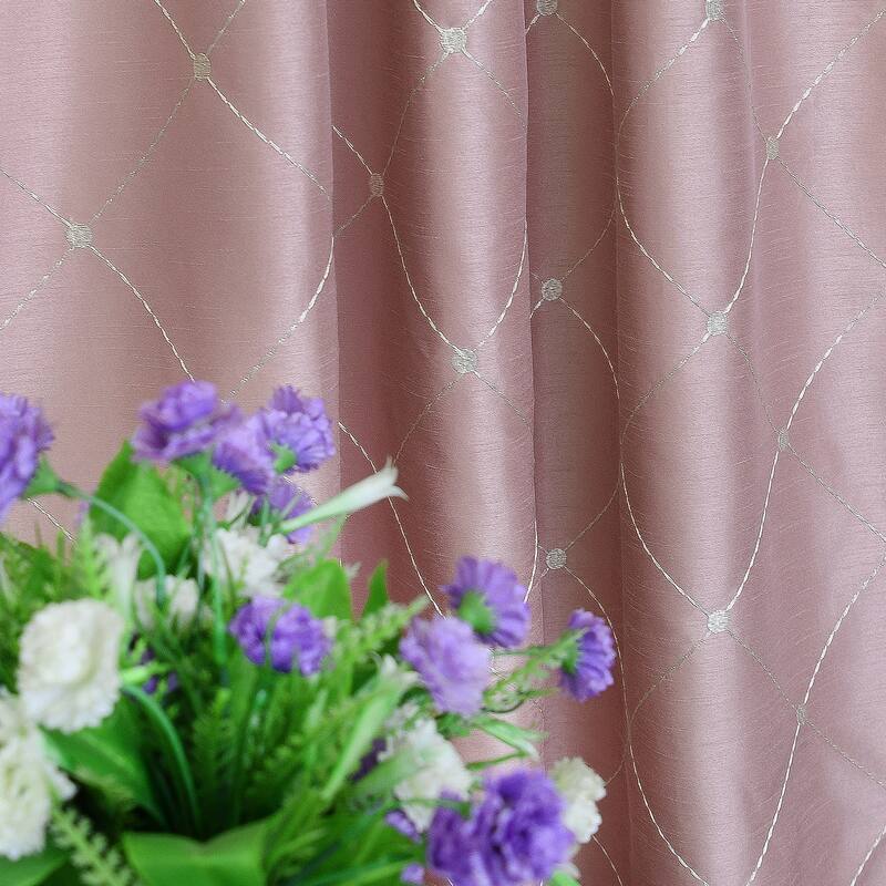 Serenta Doris Diamond Embroidery Light Reducing Faux Silk Curtain