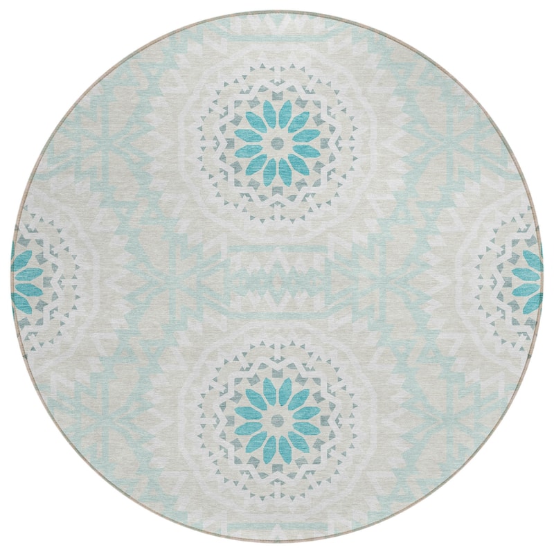 HomeRoots Floral Medallion Transitional Rectangle Outdoor Rug