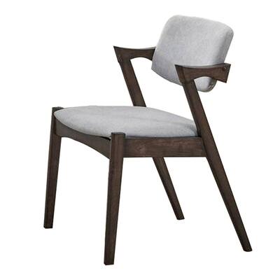 Brown/Gray Fabric Upholstered Wood Frame Dining Chair, Set of 2, Sturdy Dining Chair for Dining Rooms - 15.5