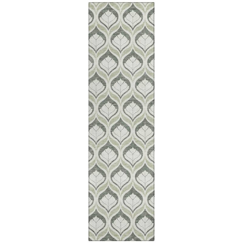 Machine Washable Indoor/ Outdoor Modern Trellis Chantille Rug