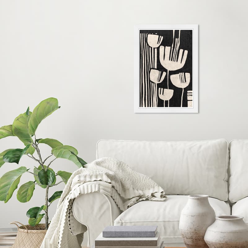 Wynwood Studio Noir Lillies Framed Boho Minimalist Abstract Prints