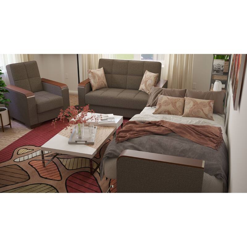Collection Upholstered Convertible Loveseat With Storage