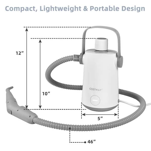 dimension image slide 0 of 2, Costway 1000W Multifunction Portable Hand-held Steam Cleaner W/10 - 5.5'' x 5'' x 10''