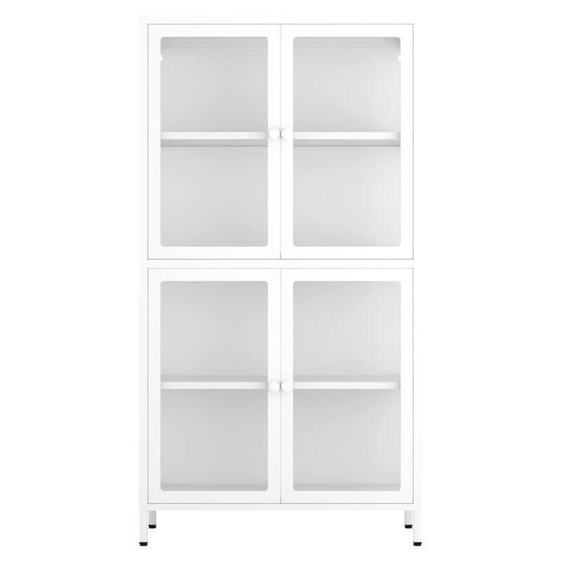 Elegant 59" Glass Door Storage Cabinet with Adjustable Shelves