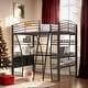 preview thumbnail 1 of 8, Full Size Loft Bed with 4 Layers of Shelves, L-shaped Desk, Espresso Espresso