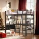 preview thumbnail 11 of 18, Full Size Loft Bed with 4 Layers of Shelves, L-shaped Desk, White Espresso