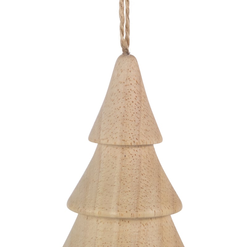 Set of 3 Natural Trees Wooden Christmas Ornaments 5.5"