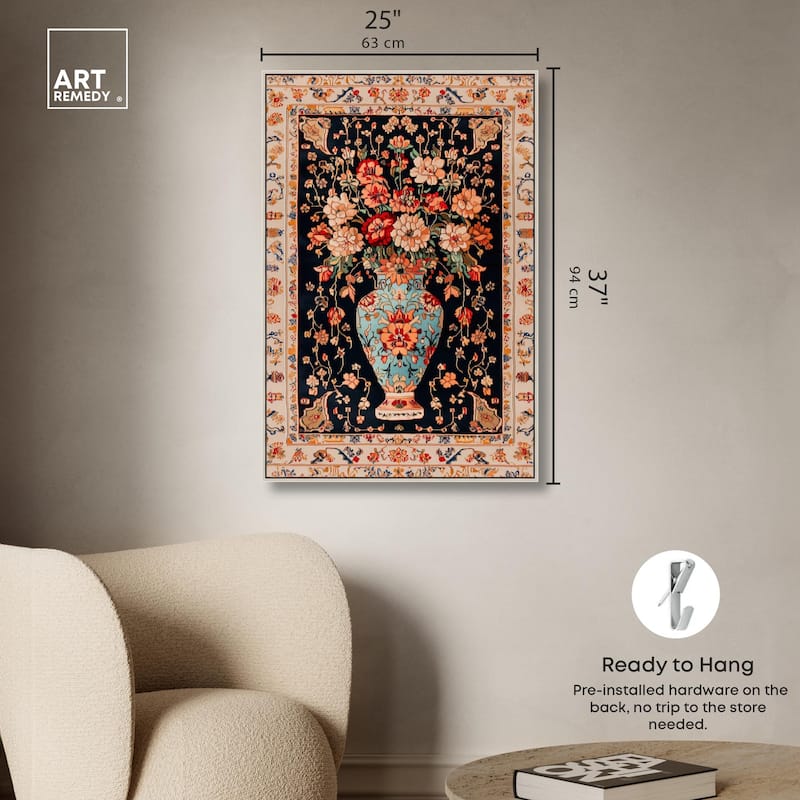 Persian Vase and Flowers II Canvas by Art Remedy