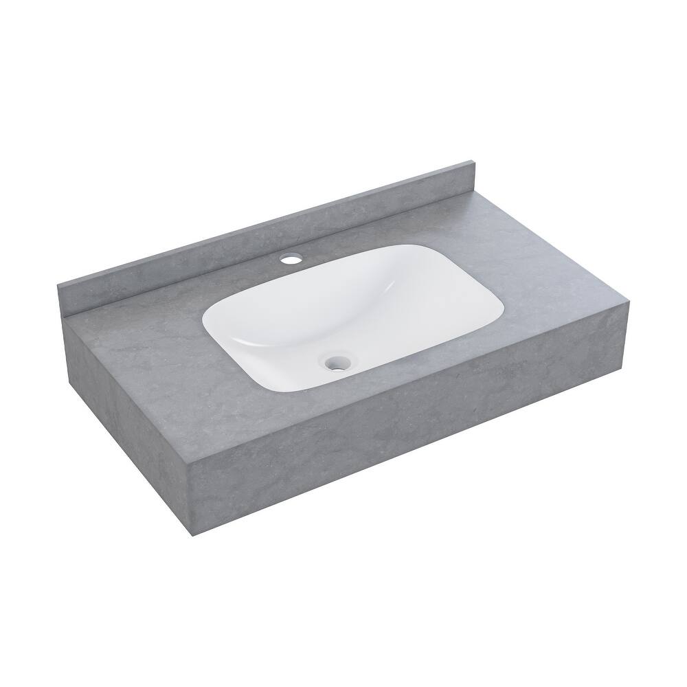 Vicenza 36'' Wall Mount Sink In Charcoal Grey - 35.45" x 19.7" 7.9"
