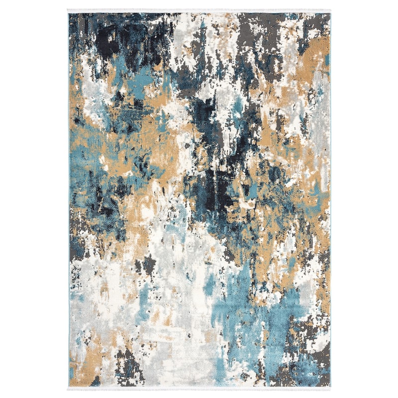 Abani Azure Collection Abstract Green Blue Grey Area Rug