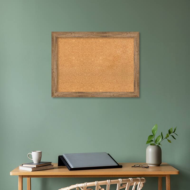 Owl Brown Narrow Wood Framed Natural Corkboard Bulletin Board