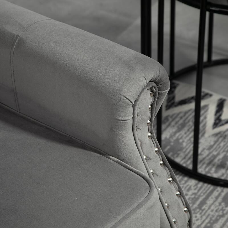 Tufted High Back Chair Living Room Wood Frame Armchair