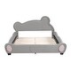 preview thumbnail 6 of 7, Queenl Size Velvet Platform Bed Kids Bed with Bear-Shaped Headboard with Bed-End Storage Pocket, Gray