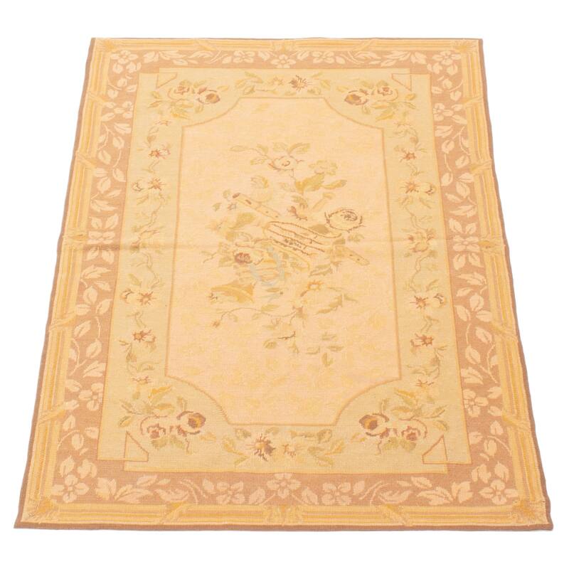 ECARPETGALLERY Flat-Weave Dynasty Beige Cotton Tapestry Kilim - 2'11 x 4'8