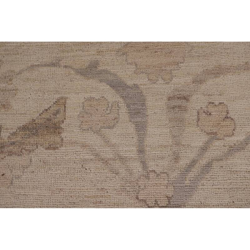 Vegetable Dye Beige Oushak Oriental Area Rug Hand-Knotted Wool Carpet - 9'0" x 12'5"