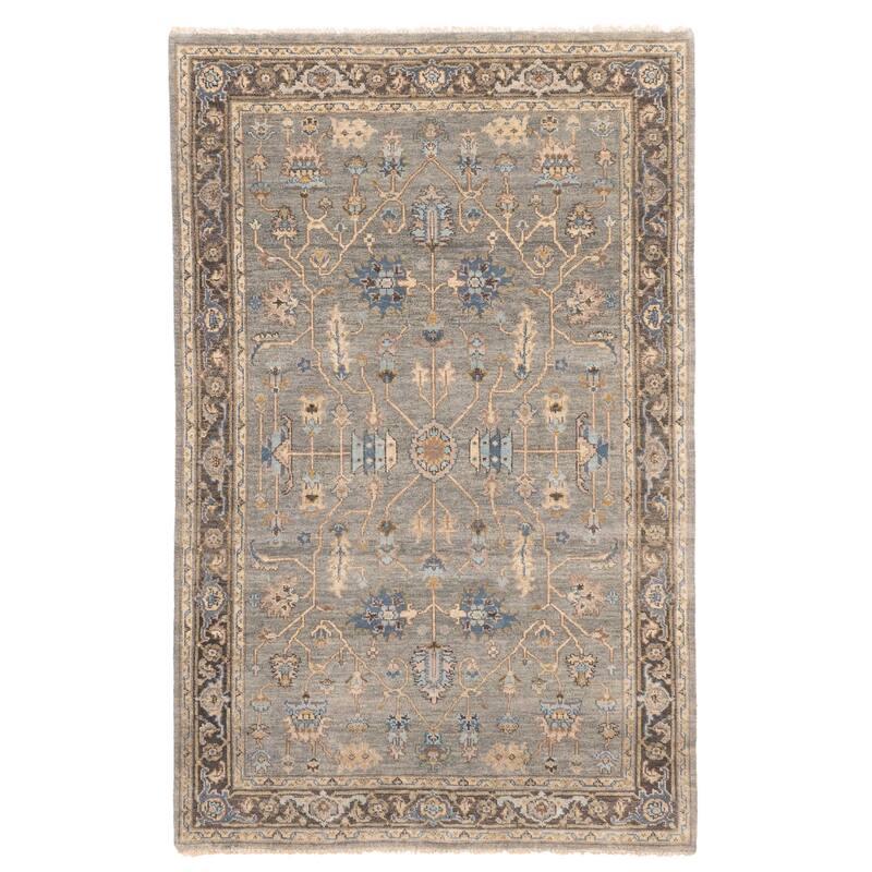 ECARPETGALLERY Hand-knotted Finest Agra Jaipur Teal Wool Rug - 5'3 x 8'4