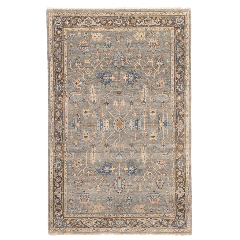 ECARPETGALLERY Hand-knotted Finest Agra Jaipur Teal Wool Rug - 5'3 x 8'4