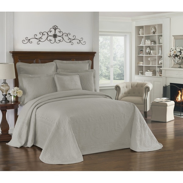 King Charles Matelasse-Tagesdecke – 100% Baumwolle, Blumenmuster, Full/Queen (ca. 244x229 Cm), Stonewashed, Atmungsaktiv