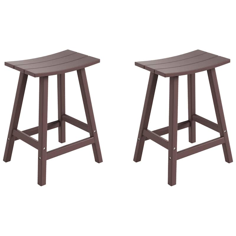 Polytrends Laguna Hdpe All Weather Outdoor Patio 24" Saddle Seat Counter Stool (Set Of 2)