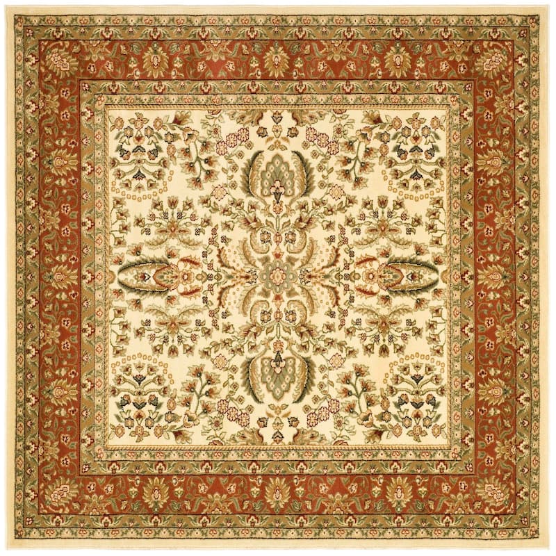 SAFAVIEH Lyndhurst Joretta Traditional Bordered Oriental Area Rug - 10' Square - Ivory/Rust