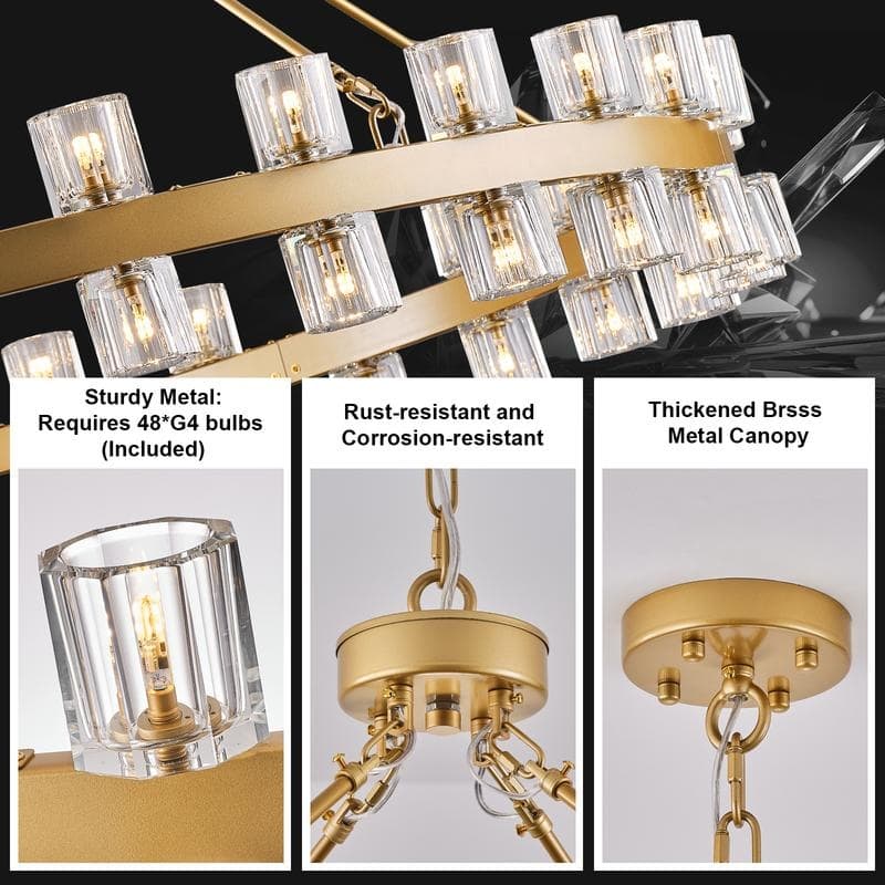 KAYLA Wagon Wheel Chandelier With Crystal Shade