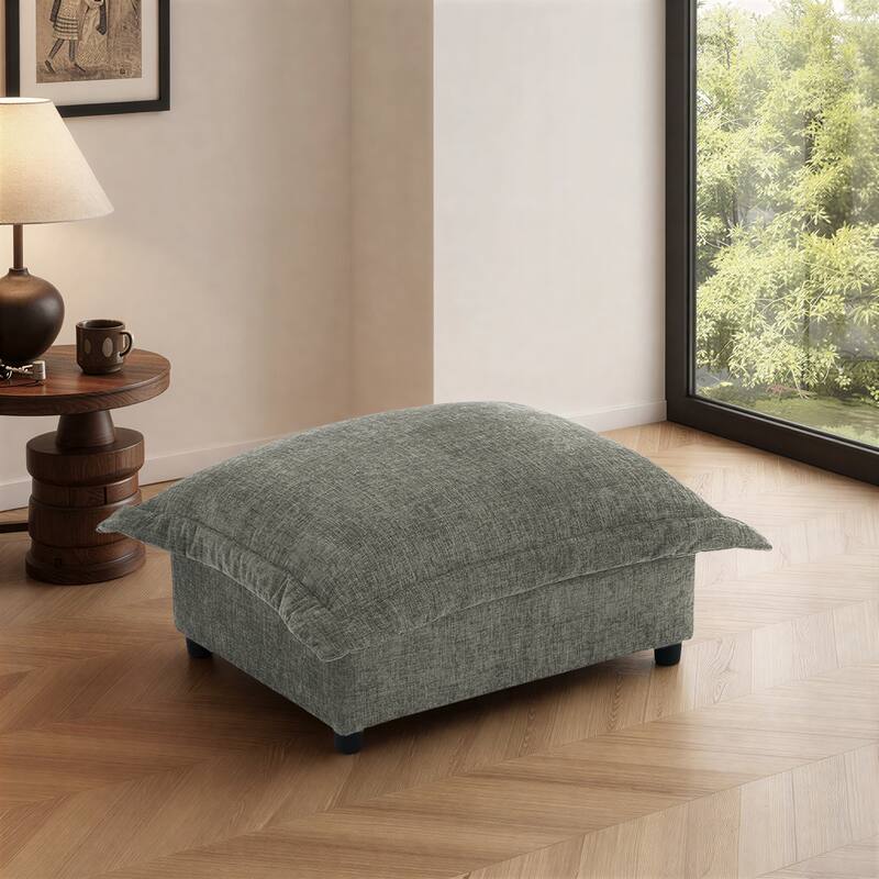 37"W Oversized Upholstered Chenille Rectangle Cloud Ottoman