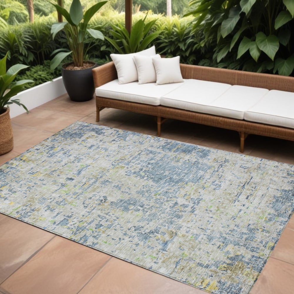 HomeRoots Abstract Transitional Rectangle Outdoor Rug