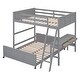 preview thumbnail 5 of 7, Full over Full Bunk Bed with Desk & Drawers, Wooden Separated Bedframe