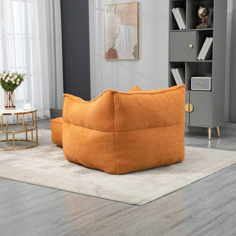GDFStudio - COOLMORE Boucle Bean Bag Chair with Memory Foam Filling for Ultimate Comfort - Orange