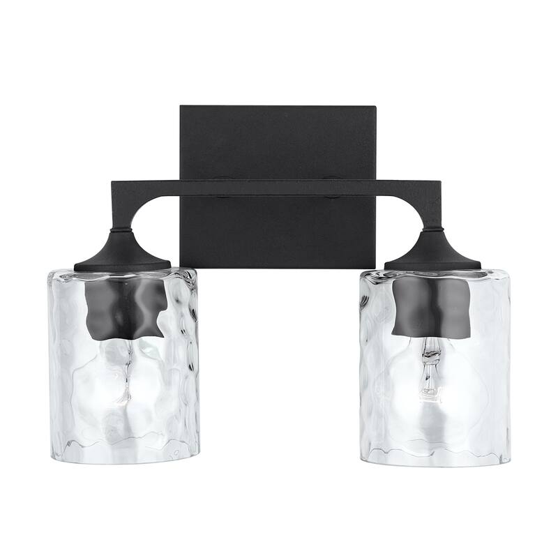 Clint 2-light Black Iron Bath/ Vanity Fixture w/ Clear Water Glass