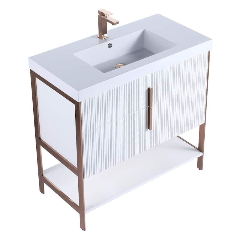 Fine Fixtures Serenity Modern Bathroom Vanity with White Gel Acrylic Top