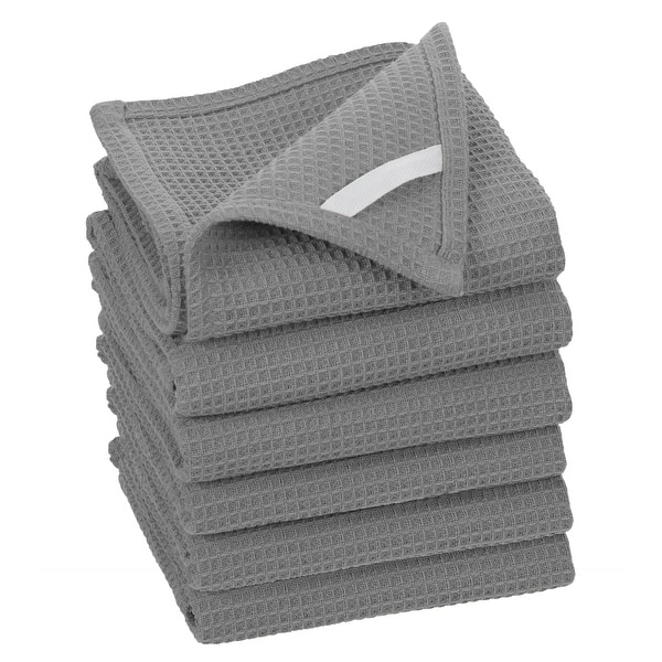 New 2-PK KitchenAid Cotton Terry Kitchen Towels Lt Gray w Gray Stripe  16x28