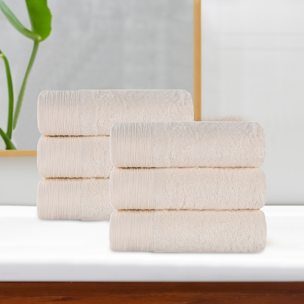 Superior Sierra Rayon From Bamboo Cotton Blend Hand Towel Set of 6