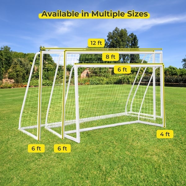 dimension image slide 0 of 2, 12' x 6'/8' x 6'/6' x 4' Soccer Goal with Ground Stakes and Soccer Cones