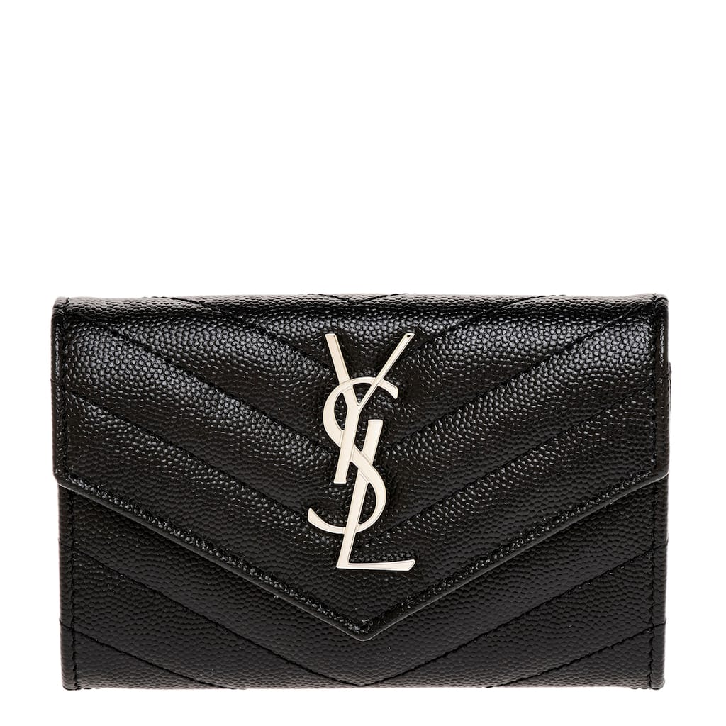 Saint Laurent Cassandre Small Envelope Wallet in Grain de Poudre Leather