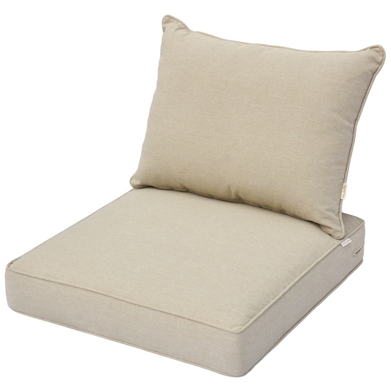 OVIOS Solid Indoor/ Outdoor Deep Seat Cushion Set - Beige