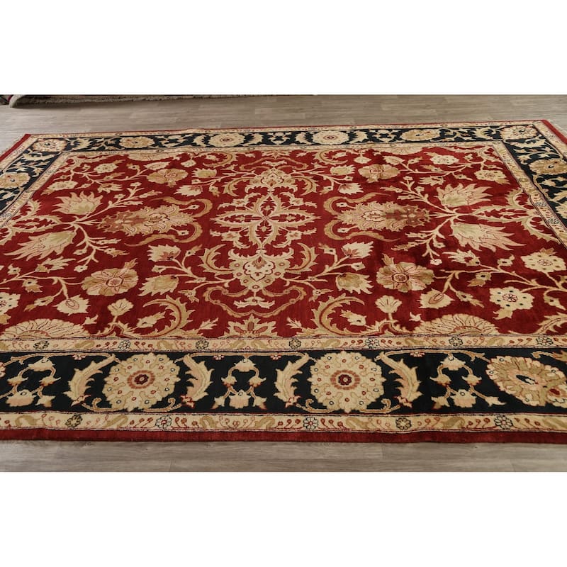 Floral Traditional Agra Oriental Area Rug Handmade Wool Carpet - 9'0" x 12'4"