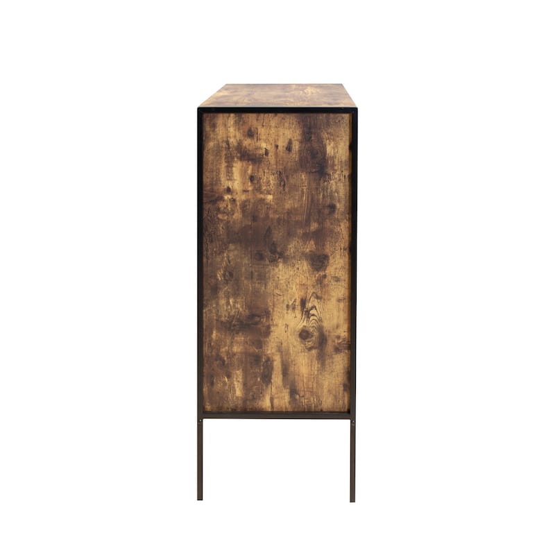 Industrial Style 4 Drawer Dresser,Rustic Brown Wood Storage Dresser Clothes Organizer