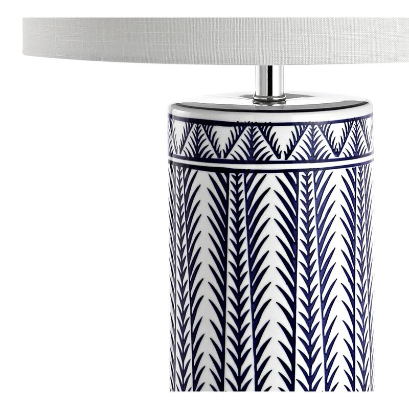 Serge 27" Ceramic/Iron Contemporary USB Charging LED Table Lamp, Navy/Chrome by JONATHAN Y