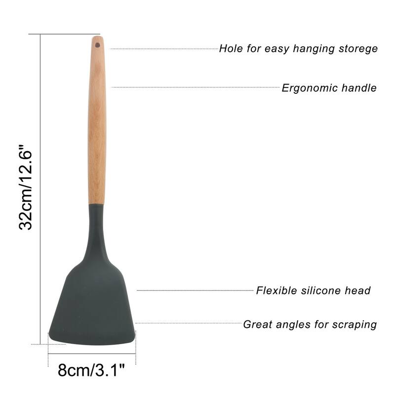 Silicone Heat Resistant Non-scratch Turner Non Stick Spatula Scraping - 12.6" x 3.1"(L*W)