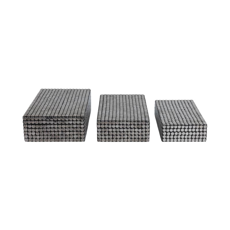 Resin Boxes Embossed Metallic Dot Texture (Set of 3) - 3/4" Black - 12" x 8" x 3.75"